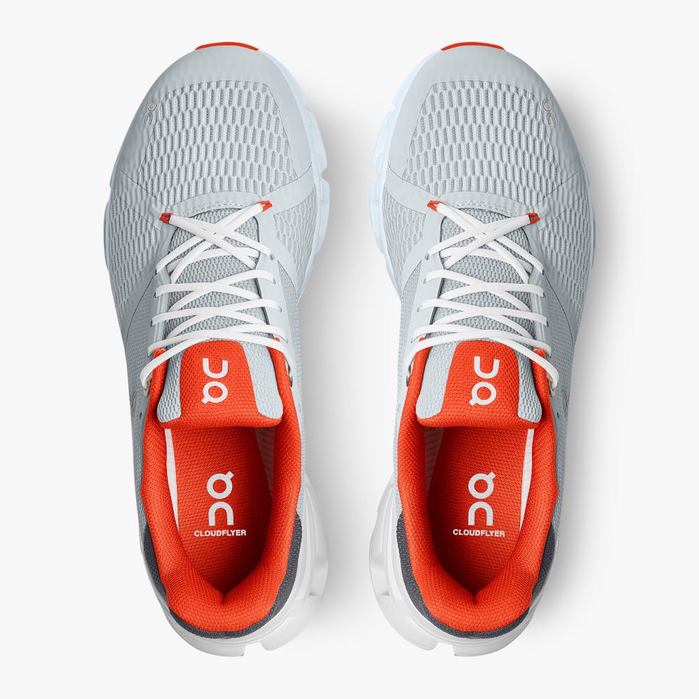On Cloudflyer: Supportive Running Shoe. Light & Stable - Glacier | Flame ON95XF53 - Image 2