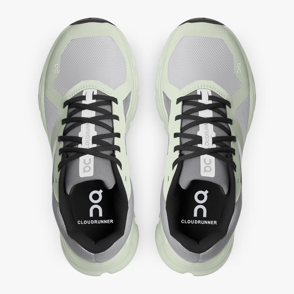 On The Cloudrunner: Supportive & Breathable Running Shoe - Frost | Aloe ON95XF114 - Image 2