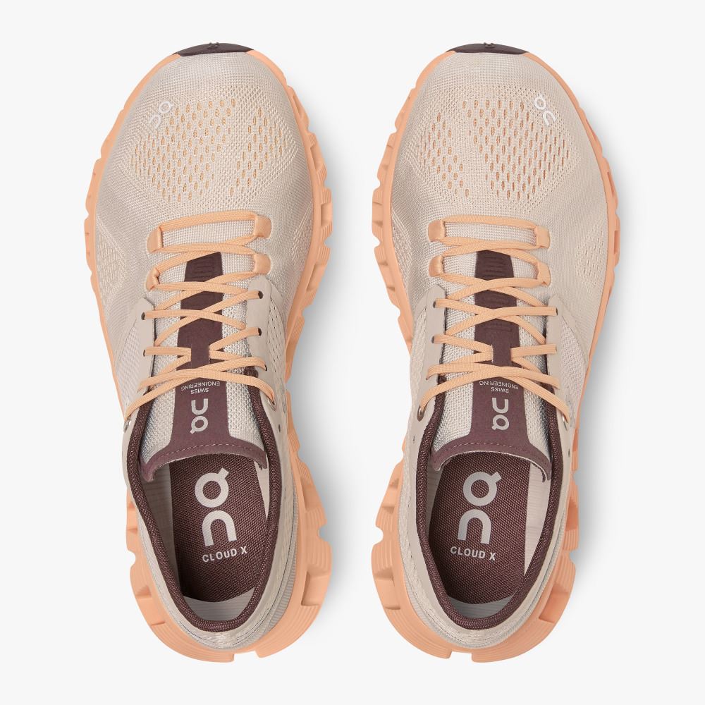 On New Cloud X - Workout and Cross Training Shoe - Silver | Almond ON95XF361 - Image 2